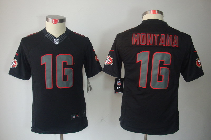 Youth San Francisco 49ers 16 montana black NFL Nike Jerseys